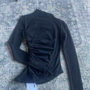 NWT Commense Asymmetric Collar Draped Long Sleeve Shirt